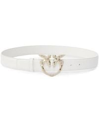 Pinko - Galleria 3-Cm Leather Belt With Birds Buckle - Lyst