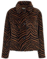 P.A.R.O.S.H. - Animal-Print Leather Jacket - Lyst