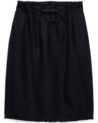 Prada - Chevron Wool Midi Skirt - Lyst