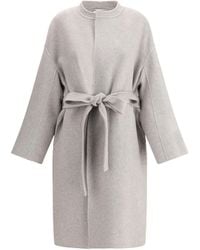 The Row - Belted Waist Crewneck Coat - Lyst