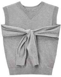 Alexander Wang - Layered V-Neck Vest With Tie-Front Cardigan Detail - Lyst
