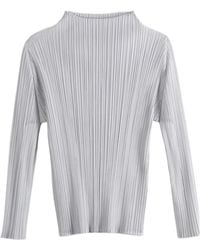 Pleats Please Issey Miyake - Pleats Please Issey Miyake Basics Funnel Neck Long Sleeve Shirt - Lyst