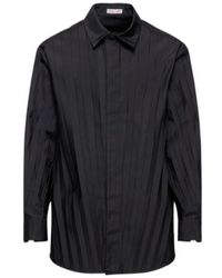 Valentino - Textured Pleated Long-Sleeved Shirt - Lyst