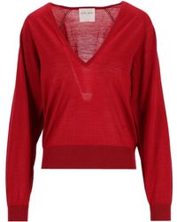 forte_forte - Sheer V-Neck Knitted Sweater - Lyst