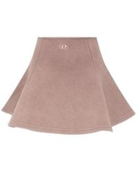 DIESEL - O-Alba Logo-Embroidered Flared Skirt - Lyst