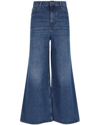 Chloé - Chloé Logo Patch Wide-Leg Jeans - Lyst