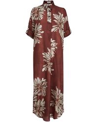 Brunello Cucinelli - Bloom-Print Monili-Detail Maxi Dress - Lyst