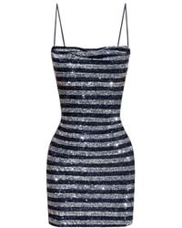 Balmain - Sequinned Striped Minidress - Lyst