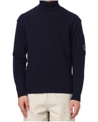 C.P. Company - Logo Badge High Neck Jumper - Lyst