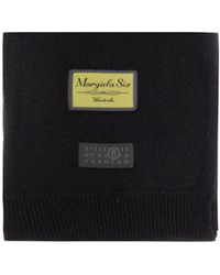 MM6 by Maison Margiela - Logo Patch Knitted Scarf - Lyst