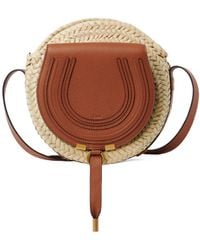 Chloé - Chloé Marci Raffia Logo Detailed Crossbody Bag - Lyst