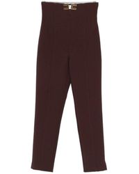 Elisabetta Franchi - Logo Detail Double Layer Stretch Crêpe Pants - Lyst