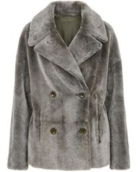 Manzoni 24 - Double-Breasted Shearling Jacket - Lyst
