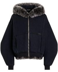 Dolce & Gabbana - Fur-Trimmed Zip-Up Hoodie - Lyst