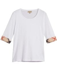 Burberry - Check-Trim Crewneck T-Shirt - Lyst