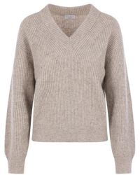 Brunello Cucinelli - Long-Sleeved V-Neck Jumper - Lyst