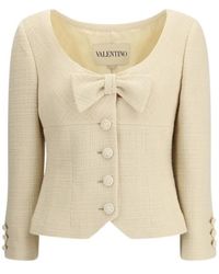 Valentino - Bow Detailed Button-Up Jacket - Lyst