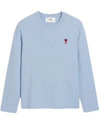 Ami Paris - Ami De Coeur Logo Embroidered Long-Sleeved T-Shirt - Lyst