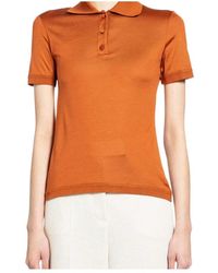 Max Mara - Short-Sleeve Silk Polo Shirt - Lyst