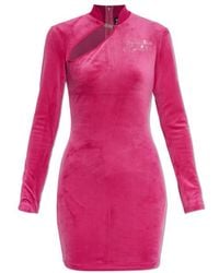 Versace Jeans Couture - Couture Logo Strap-Buckle Velvet Mini Dress - Lyst