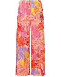 Pleats Please Issey Miyake - Printed Wide Leg Pleated Trousers - Lyst