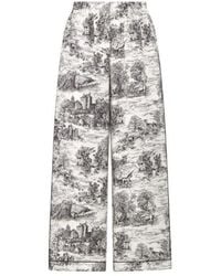 Dior - Christian All-Over Patterned Wide Leg Pants - Lyst
