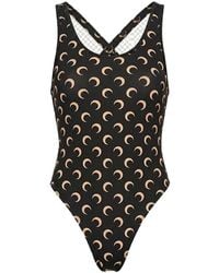 Marine Serre - Moon Print Swimsuit Criss Cross Back - Lyst