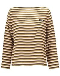 Miu Miu - Striped Logo-Patch T-Shirt - Lyst
