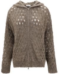 Brunello Cucinelli - Dazzling Net Hooded Cardigan - Lyst
