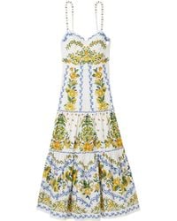 FARM Rio Halter Bead-Fringe Sleeveless Cotton-Linen Midi Dress in Green |  Lyst