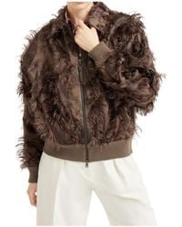 Brunello Cucinelli - Zip-Up Ribbed Hem Bomber Jacket - Lyst