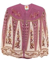 FARM Rio - Floral Embroidered Long-Sleeved Shirt - Lyst