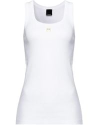 Pinko - Logo Plaque Ribbed Tank Top - Lyst