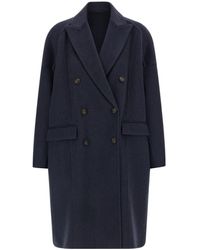 Brunello Cucinelli - Double Breasted Long-Sleeved Coat - Lyst
