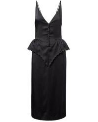 Stella McCartney - Open-Back Peplum Satin Midi Dress - Lyst
