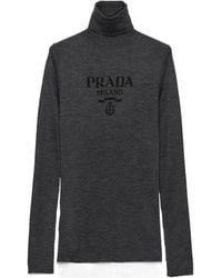 Prada - Wool-Blend Logo Rollneck Sweater - Lyst