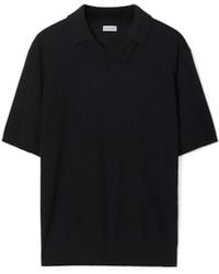 Burberry - V-Neck Wool Polo Shirt - Lyst
