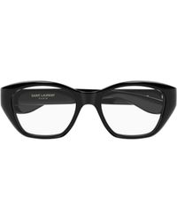 Saint Laurent - Logo-Plaque Cat-Eye Glasses - Lyst