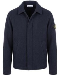 Stone Island - Felted Wool Zip Cardigan - Lyst