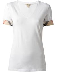 Burberry - V-Neck Short-Sleeved T-Shirt - Lyst