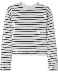 FRAME - Pleated Sequined Striped Sweater - Lyst