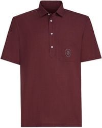 Brunello Cucinelli - Virgin Wool Poplin Polo Shirt With Chest Pocket And Logo - Lyst