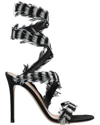 Gianvito Rossi - Opera Feather-Trim Heeled Sandals - Lyst