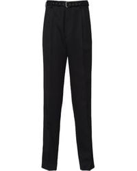 Prada - Mid-Rise Belted Straight-Leg Trousers - Lyst