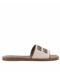 Miu Miu - Logo-Detailed Slip-On Sandals - Lyst