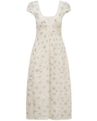 LoveShackFancy Emalia Sequined Lace-Trim Midi Dress in Metallic | Lyst LoveShackFancy Emalia Sequined Lace-Trim Midi Dress in Metallic | Lyst
