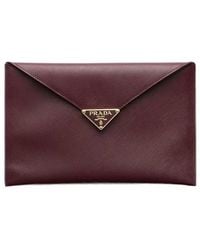 Prada - Saffiano Leather Envelope Clutch - Lyst