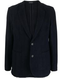 Emporio Armani - Plaid-Check Texture Single-Breasted Blazer - Lyst