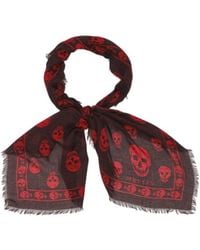 McQueen - Classic Skull Printed Frayed-Edeg Scarf - Lyst