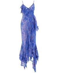 The Attico - The Lace Detailed Asymmetric Midi Dress - Lyst